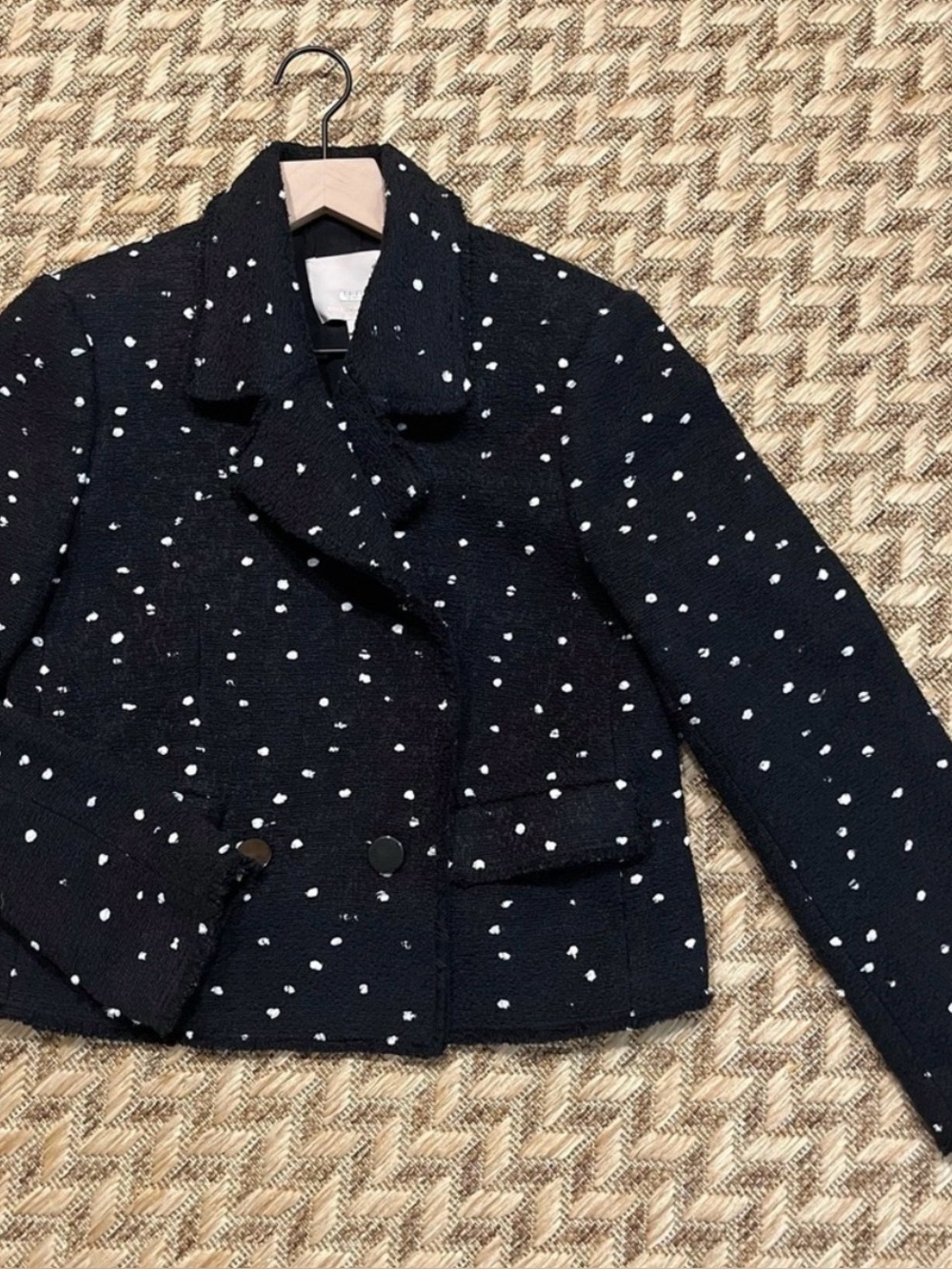 Rebecca Taylor Blazer - Women’s 4 Black White EUC Boucle Jacket Textured Cropped